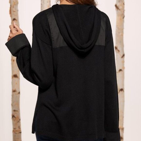 Soft Surroundings women US Small black hoodie sweater top wool blend Ellison - Picture 2 of 12